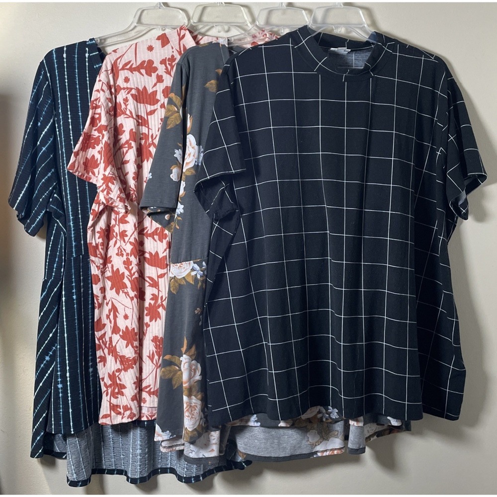 4 Piece Lot Size 3XL LulaRoe Tunic Tops Multicolor Hi-Lo Stretch Assorted Styles